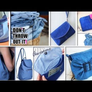6 COOL DIY GIRL CRAFTS BAG OLD JEANS RECYCLE  New Life Your Old Jeans Pants