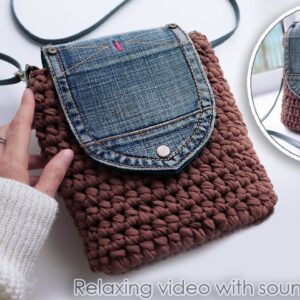 ASMR POPULAR TRENDY DIY CROCHET JEANS BAG TUTORIAL  #bagmaking #crochetbag #asmrsounds #asmr