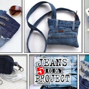 DIY JEANS RECYCLE PROJECT 5 TUTORIALS SAVE MONEY IDEAS #bagsewing #jeansreuse #sewing #sewinghacks
