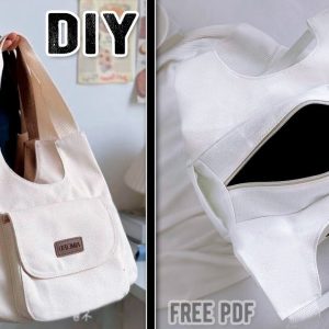 DIY Tote Bag Making From Cloth 👍 Korean Cotton Bag with pocket