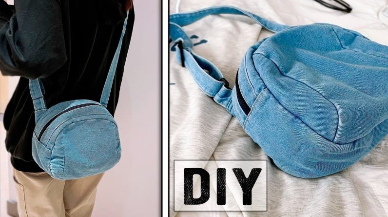 DIY Denim Crossbody Bag from Cloth Making at Home Tutorial